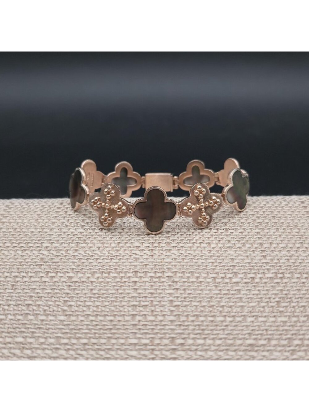 7 Inch Barse Sterling Silver Mother of Pearl Clover Alhambra Link Bracelet B1616